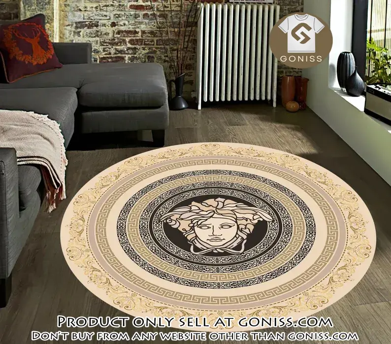 Versace medusa greek round rug carpet luxury brand fashion home decor gn0130397